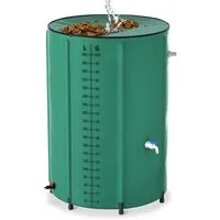 FIVMEN Regentonne Faltbare Regenwassertonne 380 L Regenwassertank Wassertank Regenfass, 380 l, Wasserauffangbehälter mit Wasserhahn, Skala, Ablauf von Regenwasser