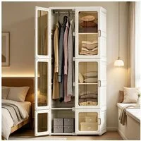 BELUPAI Kleiderschrank Faltbarer Schrank, Mehrzweckschrank (Set, 1-St., für Schlafzimmer und Wohnzimmer, 170 x 50 x 69 cm) Transparent Kleiderschrank mit Kleiderstange und Magnettüre
