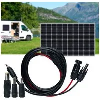Casativo Solarmodul Anschlusskabel 2m MC4 zu DC 5,5x2,1mm IP65 wetterfest Solarkabel, (200 cm), 2m Solarkabel mit MC4-Stecker & Hohlstecker-Adaptern