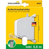 SCHELLENBERG Aufputz-Gurtwickler Aufschraubwickler für das Rollladensystem Mini, Gurtbreite 14 mm, Set, 1-tlg., schwenkbar, mit vormontiertem Rollladengurtband, braun oder weiß