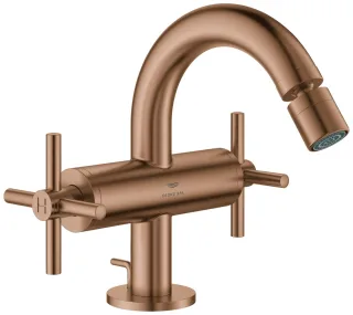 GROHE 2-Griff Bidetarmatur. Atrio 24353 Kreuz-Griff warm sunset gebürstet, 24353DL0 24353DL0