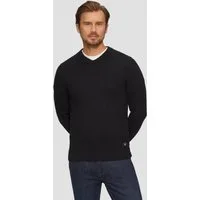 s.Oliver Longpullover Strickpullover Strukturierter Baumwollpullover mit V-Ausschnitt