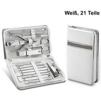 TPFBeauty Maniküre-Pediküre-Set Nagel Set mit Aufbewahrungs-Etui, 21-tlg., Nagelschere, Nagelknipser, Pinzette uvm., Edelstahl Maniküre Set Pediküre Set - Weiß