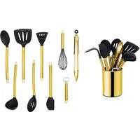 ECHTWERK Küchenorganizer-Set, (Set, 10-tlg), Kochbesteck mit Edelstahlgriff, Antihaft Silikon, Utensilienhalter