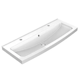 KWC Aquarotter Waschrinne, SOLX, MIRANIT, alpinweiß, 1200x170x480 mm, 2 Hahnlöcher, 203.0000.226 203.0000.226