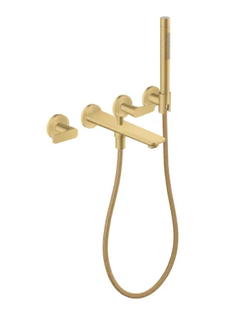 Hansgrohe 3-Loch Fertigset Wannemisch.Wand Unterputz Axor Citterio C mit HB Cubic cut brushed gold  49481250