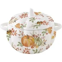 EasyLife Suppenteller Harvest, Höhe: 13cm, Farbe: Mehrfarbig, Motiv: Kürbis, Blätter + Karos