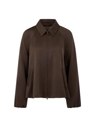 Marc Cain Collections - Schwingende Jacke aus Glanzmaterial seal brown - Gr. - 40