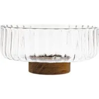 Almina Schale Luana Bowl Medio Glasschale mit Akazienholz - 21 x 9,5 cm, Glas, Holz, (Set, 1-tlg), Servier- & Dekoschale