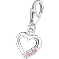 Limana Charm Herz rosa Zirkonia Anhänger 925 Silber Karabiner für Armband Kette Damen