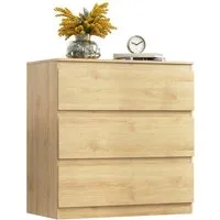 WLIVE Kommode Schubladenkommode mit 3 Schubladen, Sideboard, Breit 70,8 cm, Modernes Design ohne Griffe, Mehrzweckschrank für Schlafzimmer, Büro