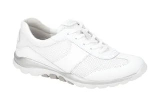 Gabor 86.966.50 ROLLINGSOFT Damen Sneaker Wei? Bequeme Schn?r-Halbschuhe