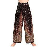 PANASIAM Palazzohose Sunshine Pants Wickelhose aus natürlicher Viskose Palazzohose im Peacock Design langer Boho Hosenrock Haremshose Pareo Hose