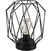meineWunschleuchte LED Dekolicht kabellos mit Batteriebetrieb, Höhe 21cm, LED fest integriert, warmweiß, kleine Industrial Tischlampe ohne Kabel für Fensterbank & Kommoden
