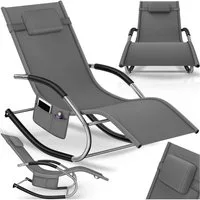 tectake Gartenliege ergonomische Sonnenliege, Belastbarkeit 120 kg, 62 x 146 x 92 cm, Balkonliege Taya, 1 St., für Außen in Grau, gepolstert, atmungsaktiv, wasserabweisend, mit Aufbewahrungstasche