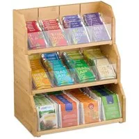 relaxdays Teebox Tee Organizer 12 Fächer Bambus, Bambus