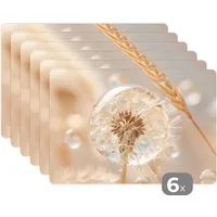 MuchoWow Platzset Löwenzahn - Wasser - Natur - Stillleben - Modern, (6-St), Platzsets, Tischset, Abwaschbar, Tischsets, Platzdeckchen