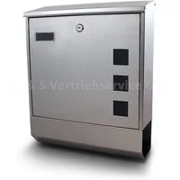 Bituxx Briefkasten Edelstahl Eckig mit Zeitungsrolle (MS-13172)