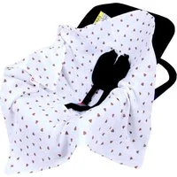 BabyLux Babyschale Einschlagdecke Babyschale Autositz Babydecke 80x80 cm aus Musselin, D3_Goldherzen_80x80