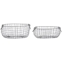 degawo Aufbewahrungsbox Draht Korb 2er SET Mittel & Groß oval mit Griffen, Dekoration Garten (1x Korb)