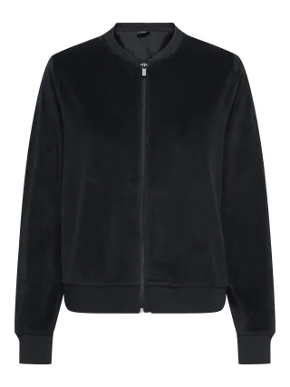 JDY - JDYVIDA L/S VELVET ZIP TOP JRS DIA Black - Gr. - XS