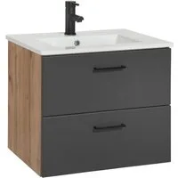 welltime Waschtisch Trento in verschiedenen Ausführungen inkl. Waschbecken, Badmöbel in Breite 60 cm, Badschrank Waschplatz mit 2 Schubladen