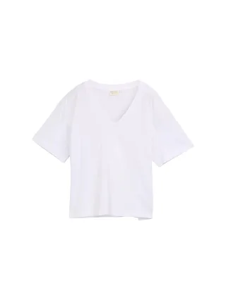 Denim Tom Tailor - Boxy Fit T-Shirt mit V-Ausschnitt white - Gr. - XS