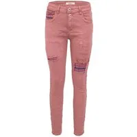 Jewelly Regular-fit-Jeans Stretch Boyfriend Jeans - Patches Aufnäher -