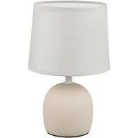 Reality Leuchten Nachttischlampe Tischlampe MALU, 1-flammig, H 26 cm, Beige, ohne Leuchtmittel, Keramik, Stoffschirm