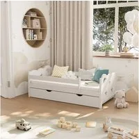 VitaliSpa® Kinderbett Jessica, Weiß, 70x140 cm mit Schublade und Matratze (3-tlg)