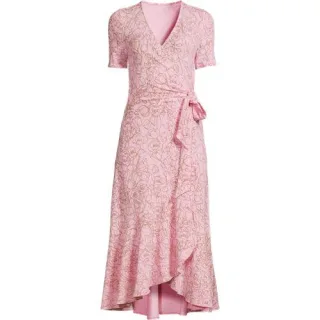 Wickelkleid aus Baumwoll/Modalmix mit kurzen Ärmeln für Damen, Damen, size: regular, Pink, Elasthan/Baumwoll-Mischung/Synthetic-blend, by Lands' End