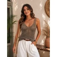 Worldclassca Stricktop Worldclassca Stricktop Ärmellos Leicht Häkeloptik Tank Top Sommer Neue Kollektion - Stilvolle und gemütliche Sommer Mode für Damen