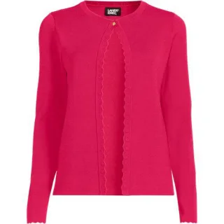 Cardigan mit Muschelrand, Damen,  Pink, Viskose/Viskose-Mischung/Polyester-Mischung, by Lands' End