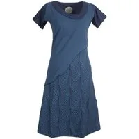 Vishes Tunikakleid Kurzarm Lagenlook Kleid Streifen Punkte Muster Boho, Elfen, Goa, Hippie Style