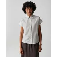 OPUS Kurzarmbluse Falvia stripe aus Webware mit Seersucker Struktur Perlmuttknöpfe verleihen dem Look feine Eleganz