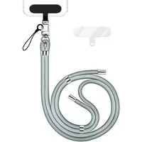 Nalia Handykette Universal Smartphone, Nylon Handyband / Karabiner Silber & 2 Pads / 35-75cm Tragelänge