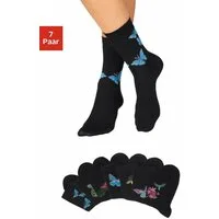 H.I.S Socken Damen lustige Motive Basic Socken für Freizeit und Alltag (Packung, 7-Paar, Gr. 58-38 bis 39-42) mit Schmetterlings- und Vogelmotiven