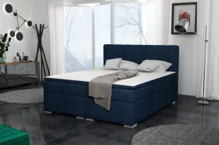Boxspringbett Schlafzimmerbett LAURIN 180x200cm Stoff Aragon Blau