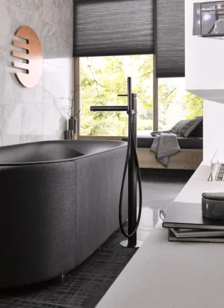 Herzbach Design iX Standarmatur Wanne Farbset Edelstahl Black , 21.132055.2.40 21.132055.2.40