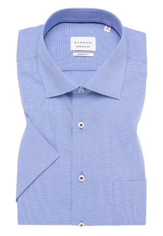 ETERNA - Hemd Pepita Kurzarm royal blau - Gr. - 45/Kurzarm