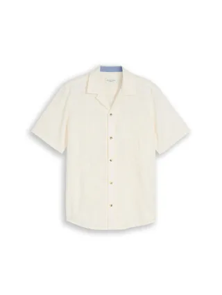 Tom Tailor - Regular Fit Kurzarmhemd mit Stickerei beige - Gr. - XL