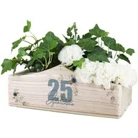 Herz & Heim Geschenkbox Präsentkorb für Geschenke zu Silberhochzeit & Goldene Hochzeit, aus Holz, mit Gravur, mit Griff, zum selbst befüllen