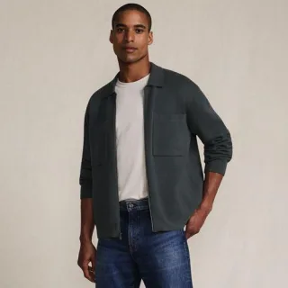 Feinstrick-Cardigan mit Reißverschluss, Herren,  Grau, Baumwolle, by Lands' End