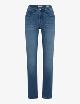 Brax Damen Five-Pocket-Hose Style CAROLA USED STONE BLUE, denim blau, Gr. 34