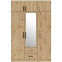 Marmex Möbel Garderobenschrank SMART 2+Spiegel/N Kleiderschrank Spiegelschrank 150 x 230 x 56 (2-St) Drehtürenschrank, Kleiderstange, Spiegel, 2 Schubladen, Schrankaufsatz