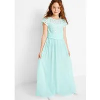 bonprix Chiffonkleid (1-tlg) festliches Kleid, mit Spitzenoberteil, aus Chiffon, mit kurzem Arm