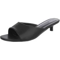 Ital-Design Damen Mules mit Blockabsatz und offener Spitze Pantolette (91849344) Pfennig-/Stilettoabsatz Pantoletten in Schwarz