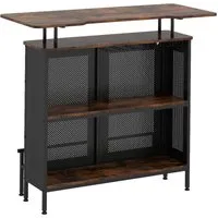 COSTWAY Bartisch, Esstisch, mit Stauraum & Fußstütze, 120x50x106,5cm, braun