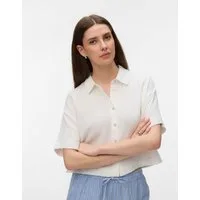 Vero Moda Kurzarmbluse VMNATALI SS CROP SHIRT WVN NOOS Baumwolle, verkürzte Form