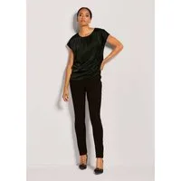 MADELEINE Shirtbluse Elegante Satinbluse in A-Linie Schimmernde Businessbluse mit gekräuseltem Rundhals und Kappärmeln